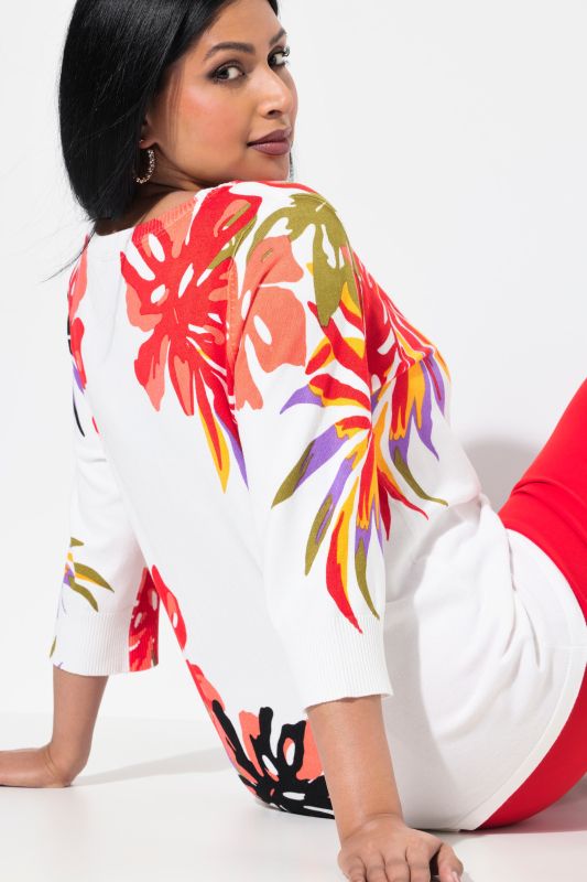 Sequined Floral 3/4 Sleeve Sweater