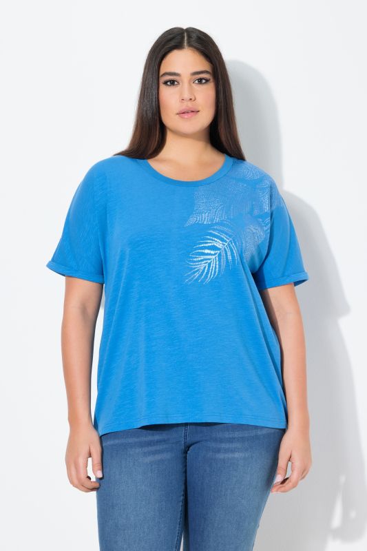 Metallic Leaf Motif Short Sleeve Tee