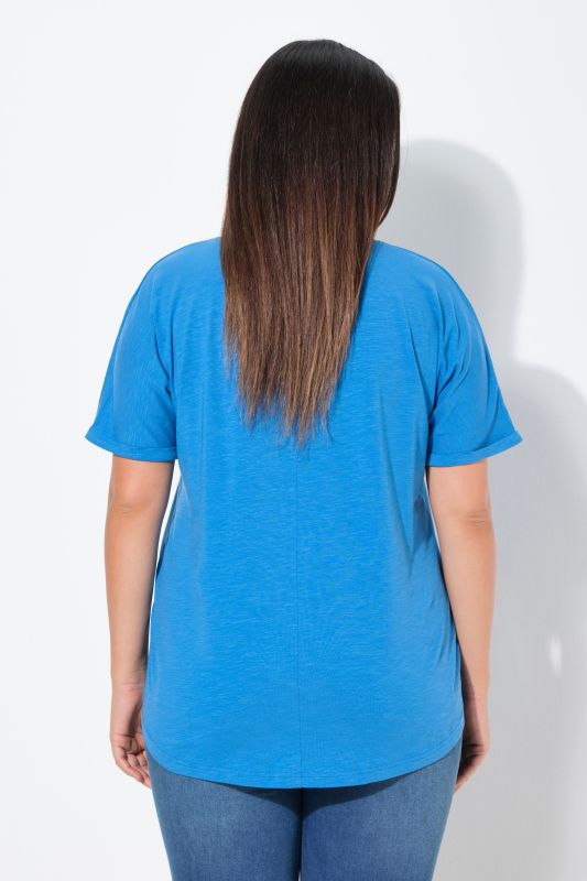 Metallic Leaf Motif Short Sleeve Tee