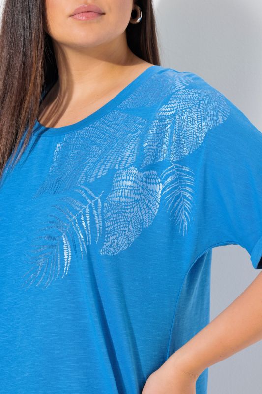 Metallic Leaf Motif Short Sleeve Tee