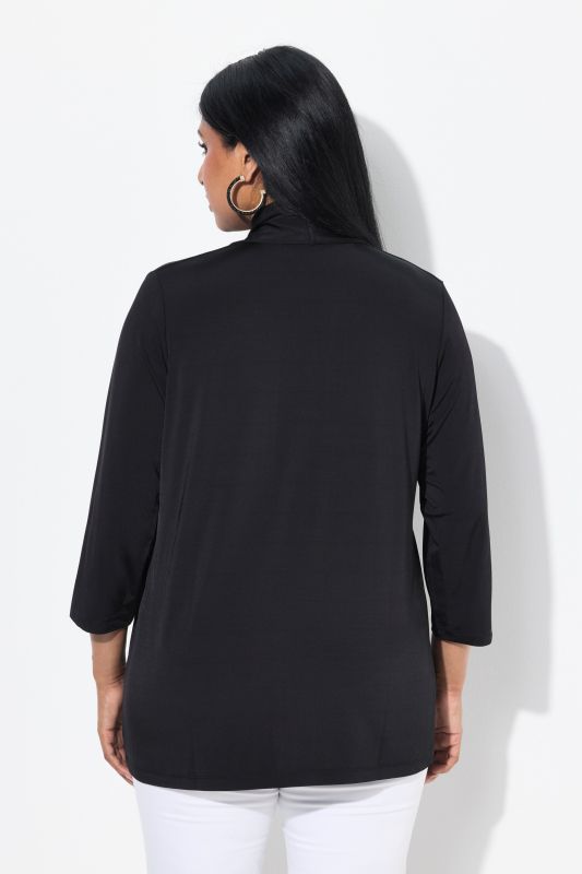 Goblet Collar 3/4 Sleeve Slinky Top