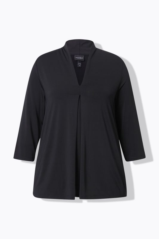 Goblet Collar 3/4 Sleeve Slinky Top
