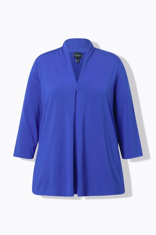 Goblet Collar 3/4 Sleeve Slinky Top