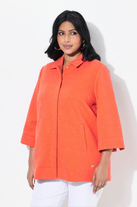 Textured 3/4 Sleeve Jersey Jacket