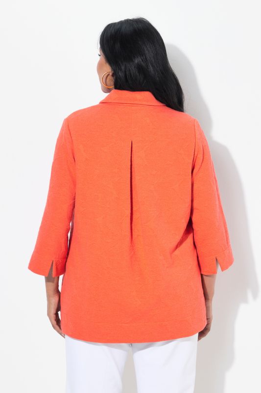 Textured 3/4 Sleeve Jersey Jacket