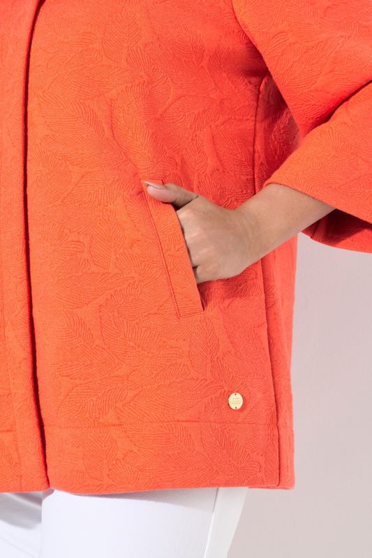Textured 3/4 Sleeve Jersey Jacket