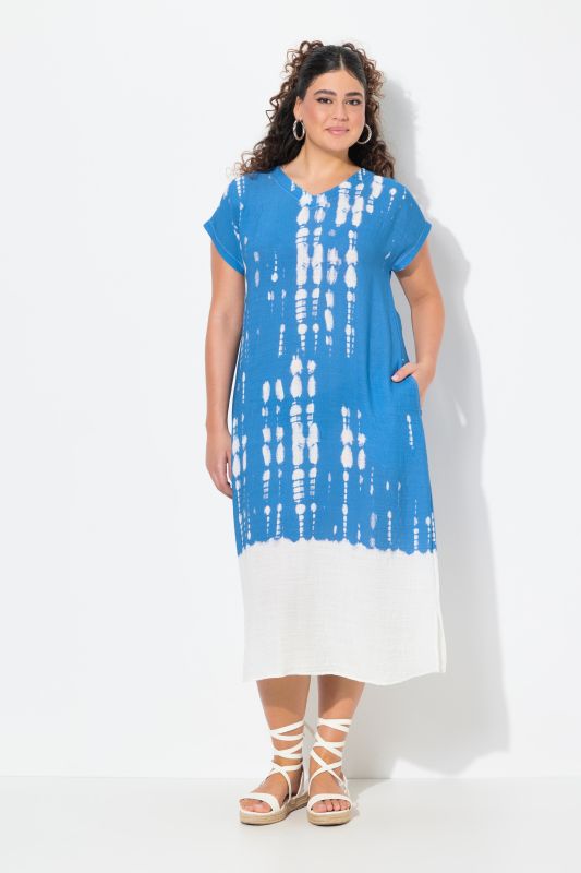Dip-Dye Linen Blend Cap Sleeve Dress