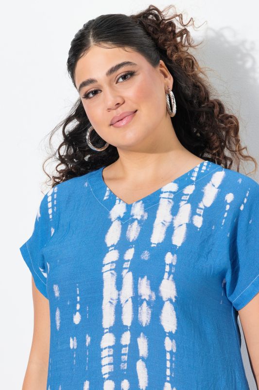 Dip-Dye Linen Blend Cap Sleeve Dress