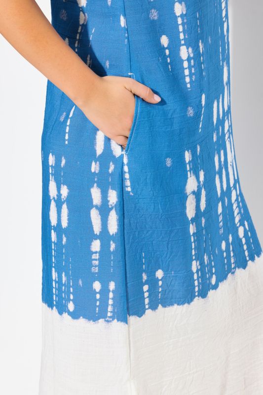 Dip-Dye Linen Blend Cap Sleeve Dress
