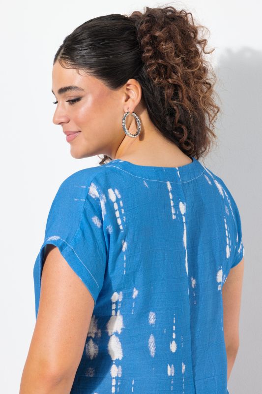 Dip-Dye Linen Blend Cap Sleeve Dress