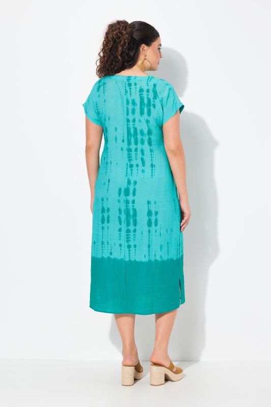 Dip-Dye Linen Blend Cap Sleeve Dress
