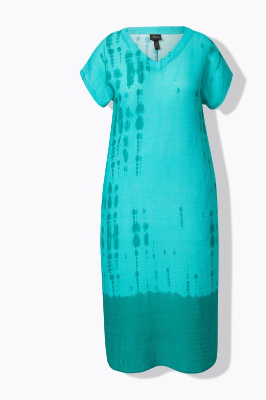 Dip-Dye Linen Blend Cap Sleeve Dress