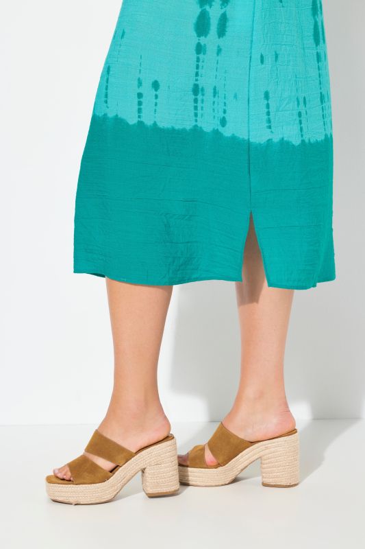 Dip-Dye Linen Blend Cap Sleeve Dress