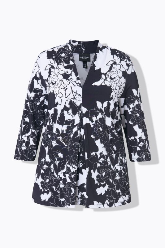 Floral 3/4 Sleeve Stretch Fit Slinky Top