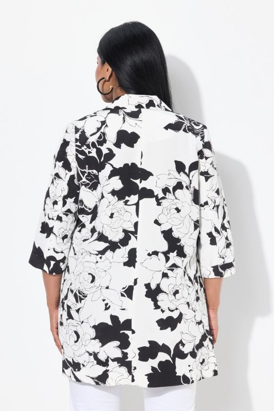 Flower Brooch Printed Blazer