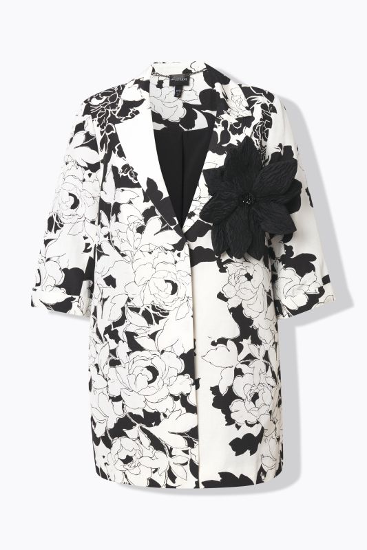 Flower Brooch Printed Blazer