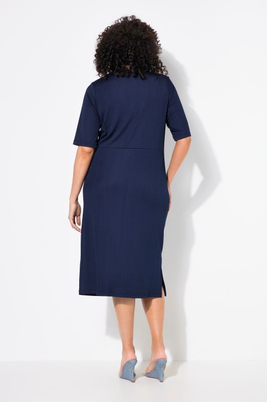 Knotted Short Sleeve V-Neck Jersey Dress