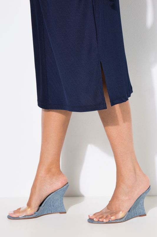 Knotted Short Sleeve V-Neck Jersey Dress