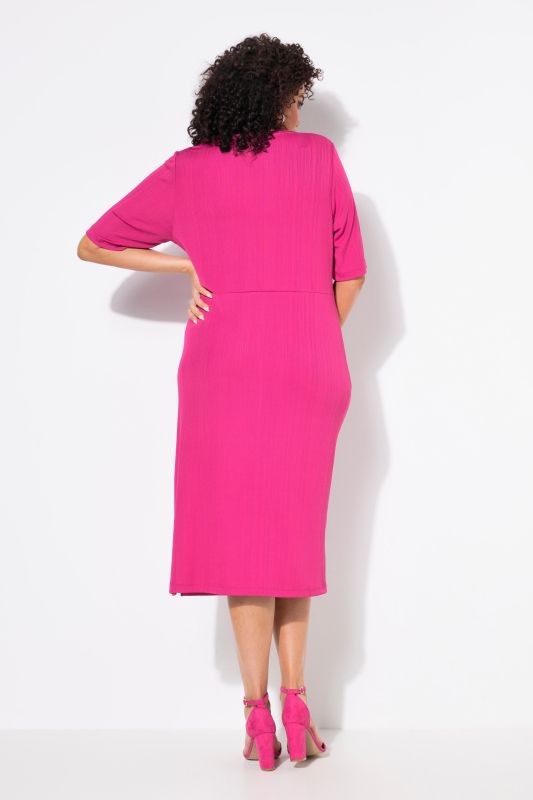 Knotted Short Sleeve V-Neck Jersey Dress