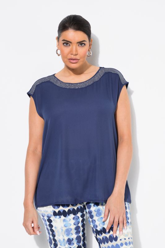 Rhinestone Studded Cap Sleeve Tee