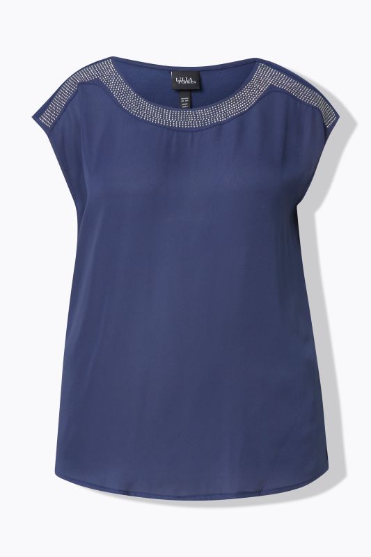 Rhinestone Studded Cap Sleeve Tee