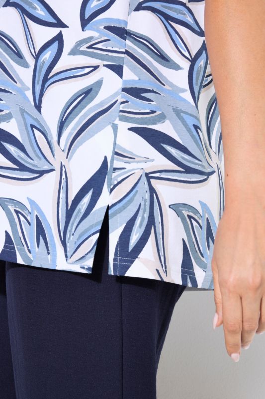 Painted Leaf Split Neck Stretch Fit Tee