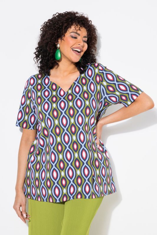 Ogee Print Short Sleeve Stretch Fit Tee