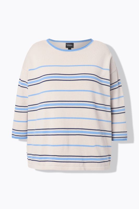 Striped 3/4 Sleeve Oversized Sweater