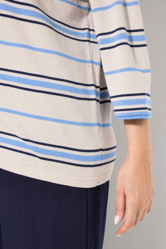 Striped 3/4 Sleeve Oversized Sweater