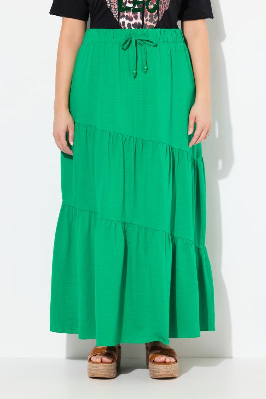 Asymmetric Flounce Panel Elastic Waist Skirt