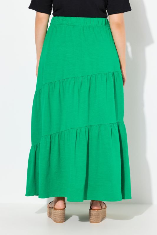 Asymmetric Flounce Panel Elastic Waist Skirt