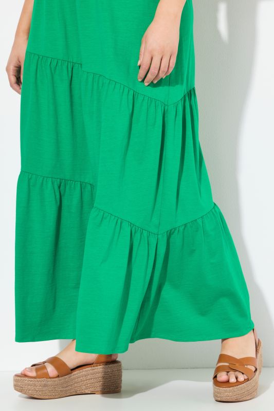 Asymmetric Flounce Panel Elastic Waist Skirt