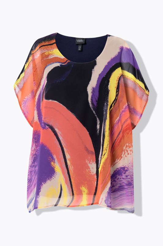 Vibrant Swirl Layered Chiffon Blouse