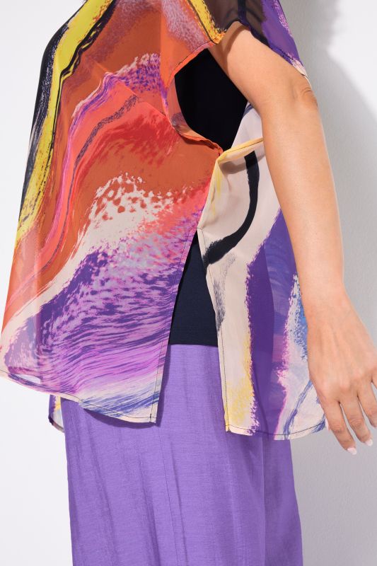 Vibrant Swirl Layered Chiffon Blouse