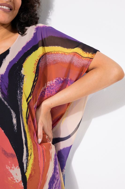 Vibrant Swirl Layered Chiffon Blouse