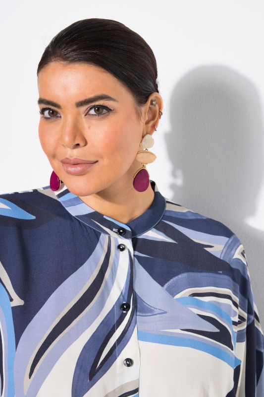 Painted Leaf Mandarin Collar Blouse