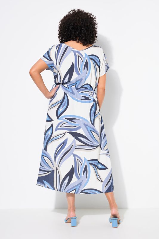 Painted Leaf Drawstring Waist Dress