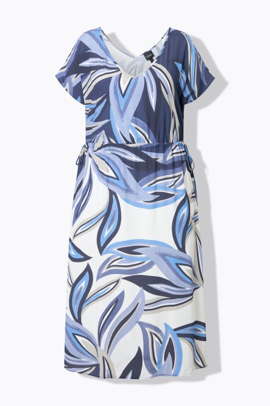 Painted Leaf Drawstring Waist Dress