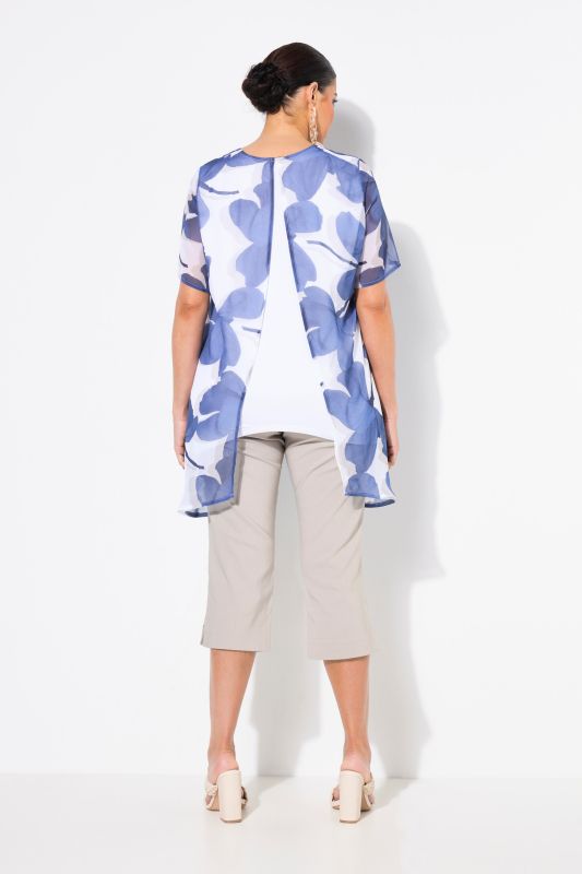 Hydrangea Print Layered Chiffon Blouse