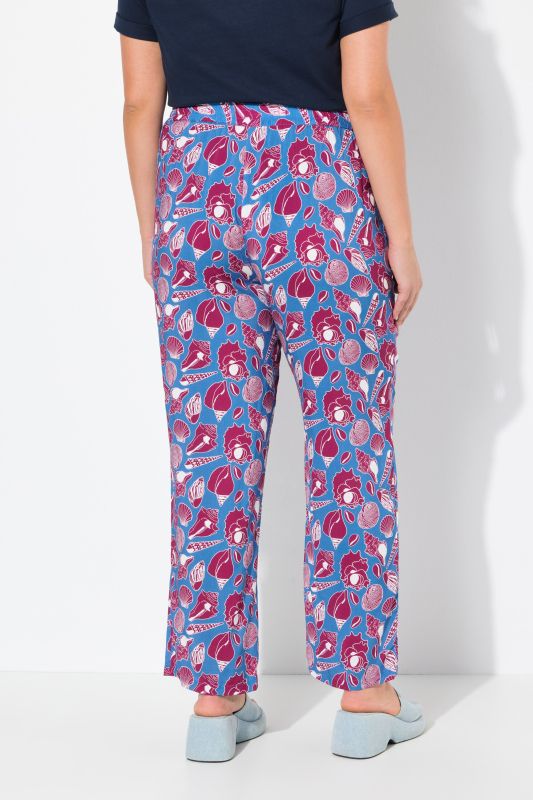 Seashell Print Elastic Waist Pants
