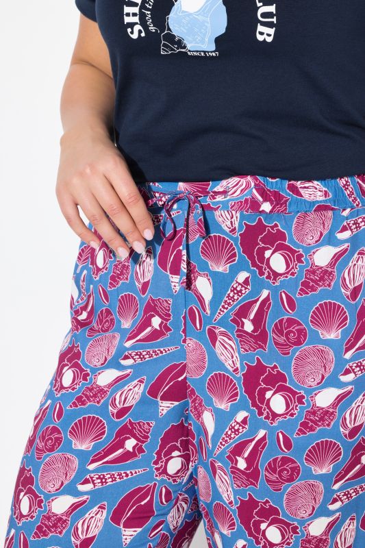 Seashell Print Elastic Waist Pants