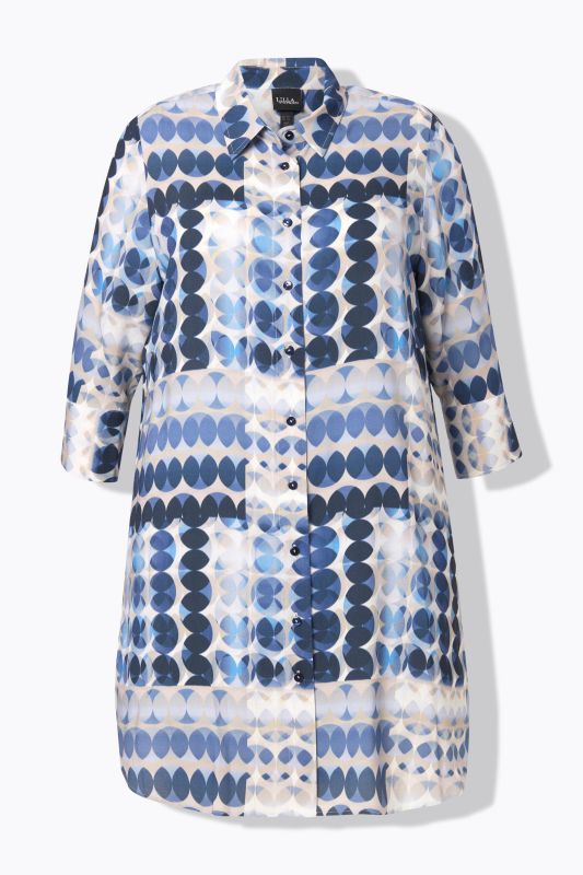 Geometric Print Button Down Tunic Blouse