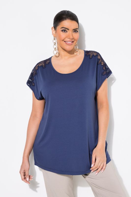 Lace Cold Shoulder Cap Sleeve Tee