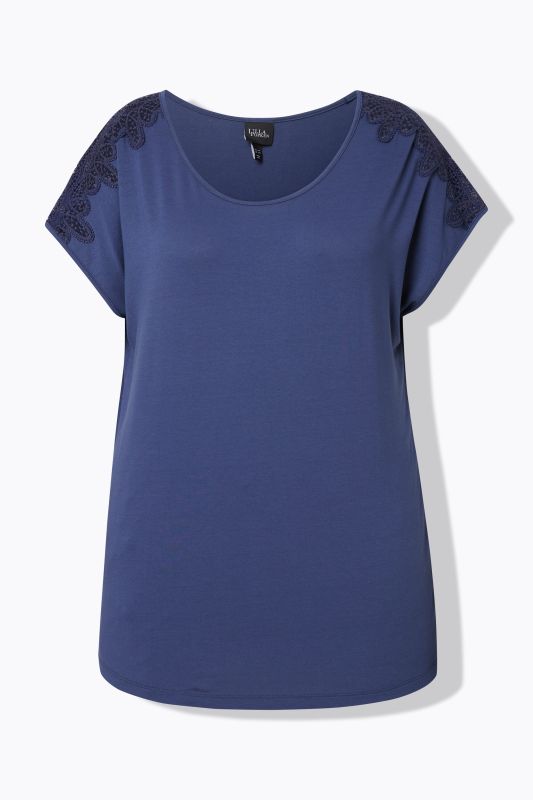 Lace Cold Shoulder Cap Sleeve Tee