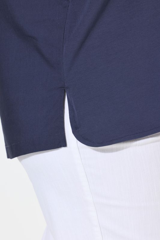 Poplin Back Short Sleeve V-Neck Tee