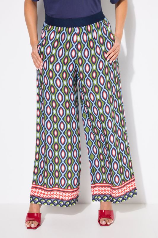Ogee Border Print Elastic Waist Pants