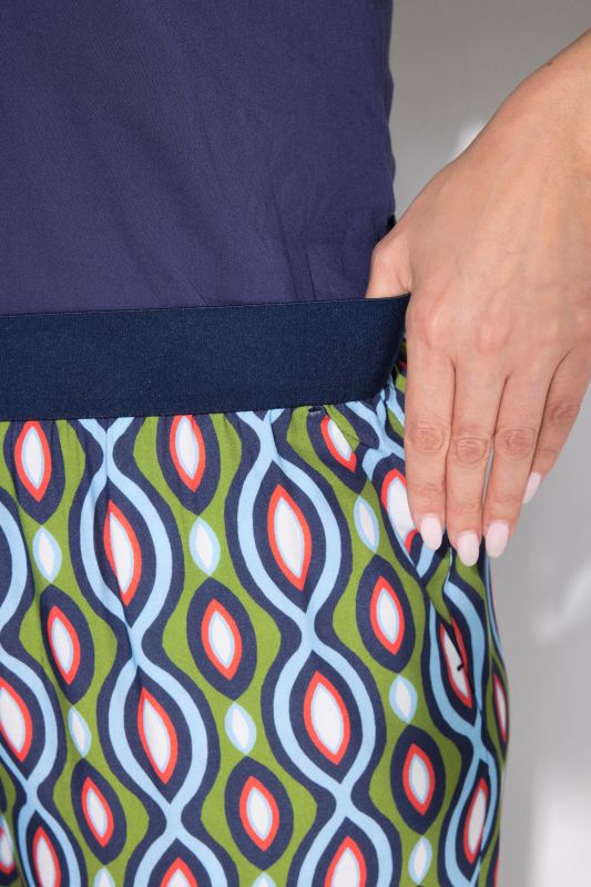Ogee Border Print Elastic Waist Pants