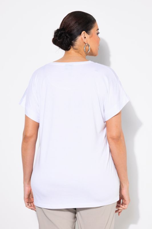 Rhinestone Studded Flower Motif Cap Sleeve Tee