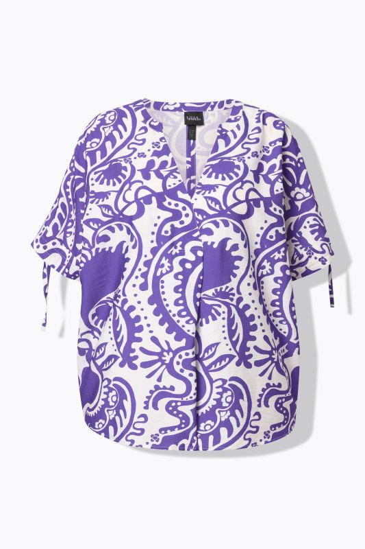 Paisley Short Sleeve V-Neck Blouse