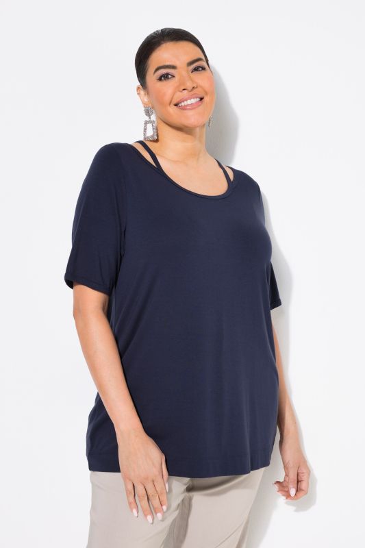 Cutout Neckline Short Sleeve Tee